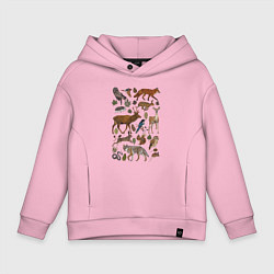 Толстовка оверсайз детская Лесные животные и птицы, цвет: светло-розовый
