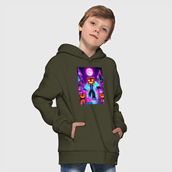 Толстовка оверсайз детская Neon halloween and Minecraft - collaboration, цвет: хаки — фото 2