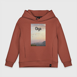 Толстовка оверсайз детская Olga птицы в тумане, цвет: кирпичный