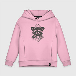 Толстовка оверсайз детская Енот ковбой, цвет: светло-розовый