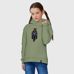 Толстовка оверсайз детская Кабан байкер, цвет: авокадо — фото 2