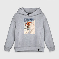 Толстовка оверсайз детская Горные лыжи спортсмен, цвет: меланж