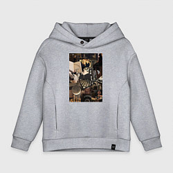 Толстовка оверсайз детская Шахматы коллаж, цвет: меланж