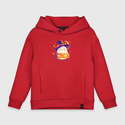 Толстовка оверсайз детская Приведение на тыкве, цвет: красный