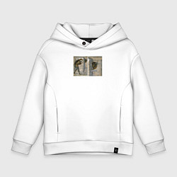 Толстовка оверсайз детская Минотавр интроверт - мемный лабиринт - уходите, цвет: белый