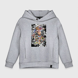 Толстовка оверсайз детская Ван-Пис Луффи коллаж, цвет: меланж