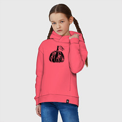 Толстовка оверсайз детская Скелеты в тыкве, цвет: коралловый — фото 2