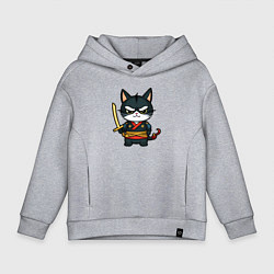 Детское худи оверсайз Смелый кот самурай
