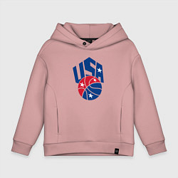 Толстовка оверсайз детская Баскетбол - США, цвет: пыльно-розовый