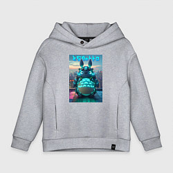 Толстовка оверсайз детская Cyber Totoro - neon glow fantasy, цвет: меланж