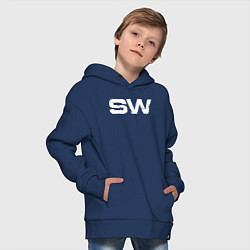 Толстовка оверсайз детская Street Workout OldSchool White Hoodie, цвет: тёмно-синий — фото 2