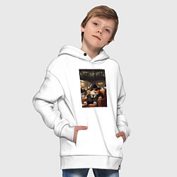 Толстовка оверсайз детская Крёстный отец мяуфии - нейроарт, цвет: белый — фото 2