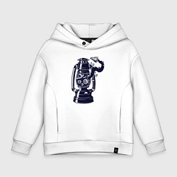 Толстовка оверсайз детская Космическая керосиновая лампа, цвет: белый