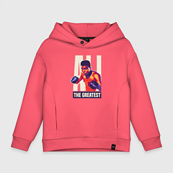 Толстовка оверсайз детская Величайший Али, цвет: коралловый