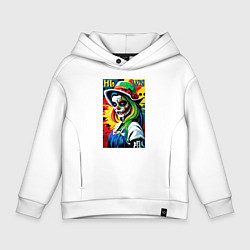 Толстовка оверсайз детская Girl witch - pop art, цвет: белый