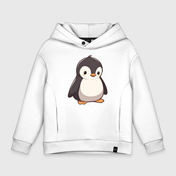 Толстовка оверсайз детская Пингвин аниме, цвет: белый