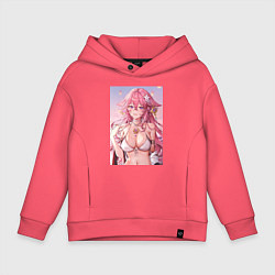 Толстовка оверсайз детская Яэ Мико, цвет: коралловый