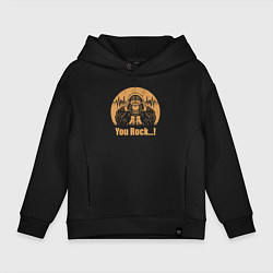 Толстовка оверсайз детская Rock monkey, цвет: черный