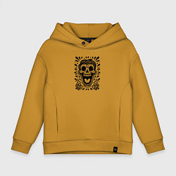Толстовка оверсайз детская Татуировка смеющегося черепа, цвет: горчичный