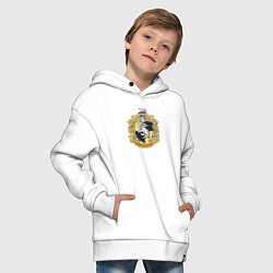 Толстовка оверсайз детская Hufflepuff факультет университета Хогвартс с барсу, цвет: белый — фото 2