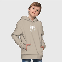 Толстовка оверсайз детская Spider man logo, цвет: миндальный — фото 2