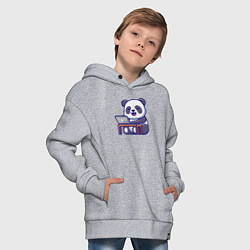 Толстовка оверсайз детская Весёлая панда с ноутбуком, цвет: меланж — фото 2