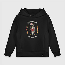 Толстовка оверсайз детская Никому не доверяйте y2k, цвет: черный
