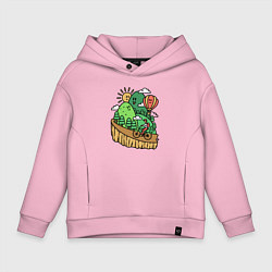 Толстовка оверсайз детская Велосипедное путешествие, цвет: светло-розовый