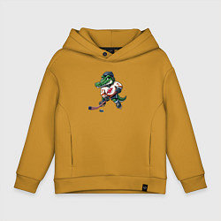 Толстовка оверсайз детская Crocodile is the forward of the New Jersey devils, цвет: горчичный