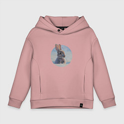 Толстовка оверсайз детская Зимний зайка, цвет: пыльно-розовый