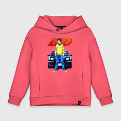 Толстовка оверсайз детская Такуми & АЕ86, цвет: коралловый