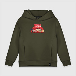 Толстовка оверсайз детская Welcome to Japan, цвет: хаки
