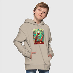 Толстовка оверсайз детская Rick and Morty in the hell, цвет: миндальный — фото 2
