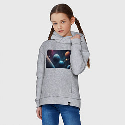Толстовка оверсайз детская Космос планеты, цвет: меланж — фото 2
