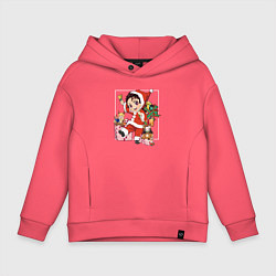 Толстовка оверсайз детская New year Tanjiro Demon slayer, цвет: коралловый