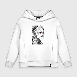 Толстовка оверсайз детская Девушка с алыми глазами, цвет: белый