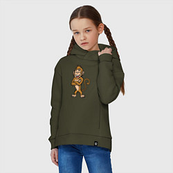 Толстовка оверсайз детская Позитивная мартышка, цвет: хаки — фото 2