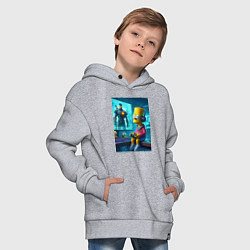 Толстовка оверсайз детская Bart Simpson is an avid gamer, цвет: меланж — фото 2