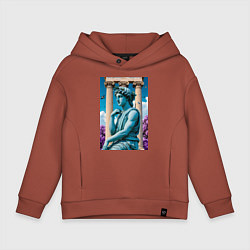 Толстовка оверсайз детская Античный персонаж на фоне колонн, цвет: кирпичный