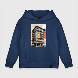Толстовка оверсайз детская Старая панелька, цвет: тёмно-синий