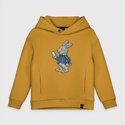 Толстовка оверсайз детская Деловой зайчик, цвет: горчичный
