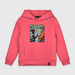 Толстовка оверсайз детская Donald Trump and Venom - ai art fantasy, цвет: коралловый
