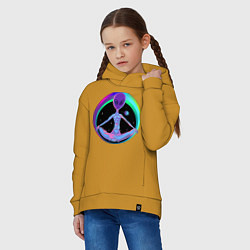 Толстовка оверсайз детская Alien Peace, цвет: горчичный — фото 2