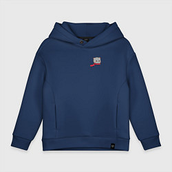 Толстовка оверсайз детская Милый серый котик в шарфике для пары, цвет: тёмно-синий