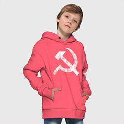 Толстовка оверсайз детская Серп и молот символ, цвет: коралловый — фото 2