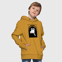 Толстовка оверсайз детская Monkey in the headphones, цвет: горчичный — фото 2