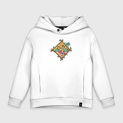 Толстовка оверсайз детская Девушка и фламинго, цвет: белый