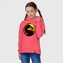 Толстовка оверсайз детская Mortal kombat logo, цвет: коралловый — фото 2