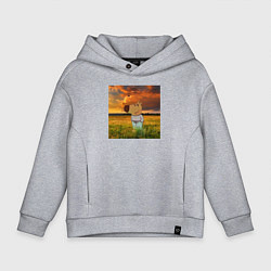 Толстовка оверсайз детская Чисто чилловый парень, цвет: меланж