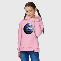 Толстовка оверсайз детская Голубая планета, цвет: светло-розовый — фото 2